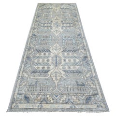 4'x10' Gray Wool Hand Knotted Anatolian Village Inspired Wide Runner Rug
