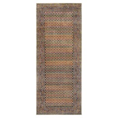 4'x10' Hand Knotted Beige Sarouk Wool and Sari Silk Oriental Wide Runner Rug