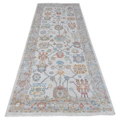 4'x10' Silver Gray Natural Dyes Afghan Angora Oushak Wide Runner Oriental Rug