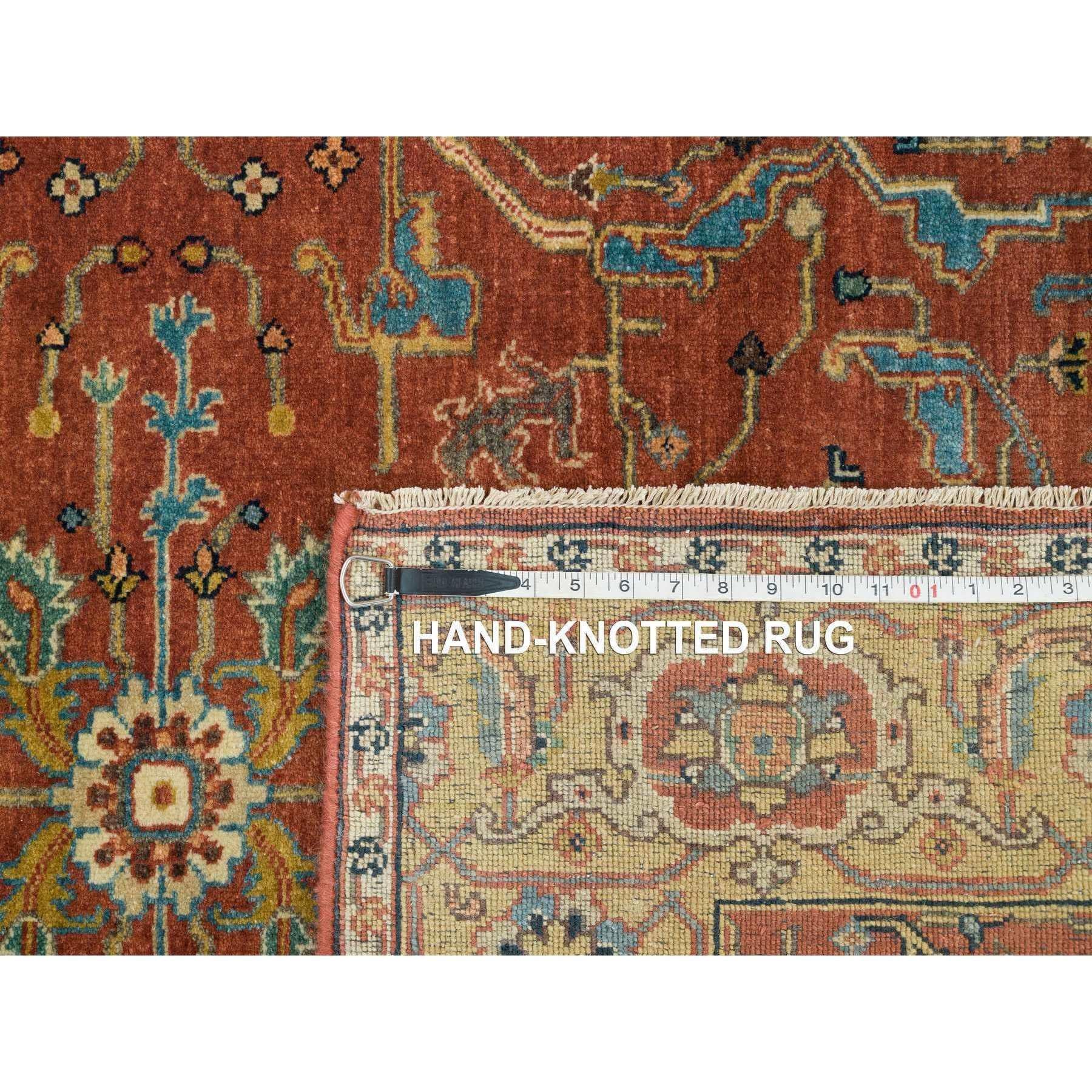 4'x10' Terrakotta Roter Heriz Re-Creation Handgeknüpfter breiter Wollteppich im Angebot 1