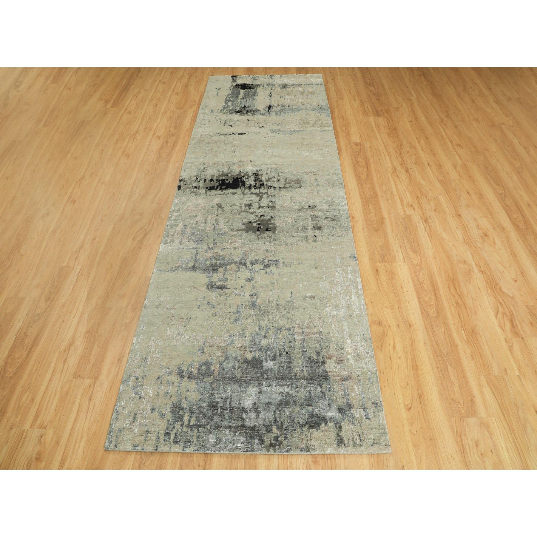This is a truly genuine one-of-a-kind Wool And Silk Silver, Blue Modern Abstract Design Hand Knotted Oriental Runner Rug. It has been Knotted for months and months in the centuries-old weaving craftsmanship techniques by expert artisans
Primary