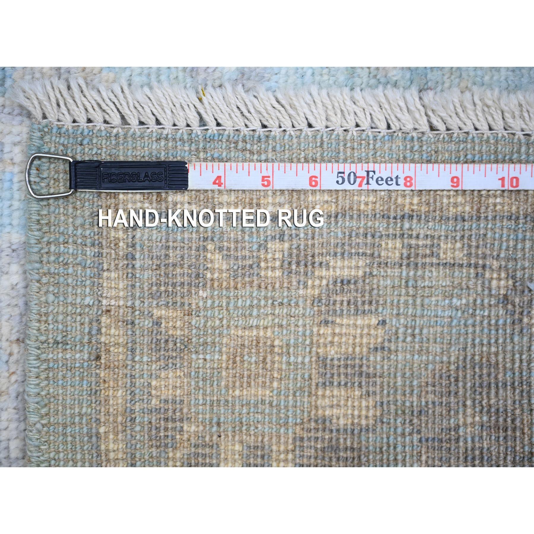 XXI secolo e contemporaneo Tappeto Runner in pura lana Cerulean Blue annodato a mano in angora afgana Oushak in vendita