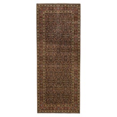 4'x10'1" Jet Black Herati Wool 175 KPSI Hand Knotted Gallery Runner Rug