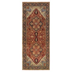 4'x10'1" rosso, lana annodata a mano e anticata, Heriz Re-Creation Wide Runner Rugs