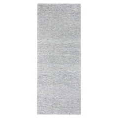 4'x10'1" Silver Gray 100% Undyed Wool Grass Design Hand Knotted Wide Runner Rug