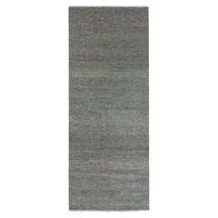 Tappeto orientale moderno 4'x10'2" in lana non colorata, annodato a mano, con ampio runner