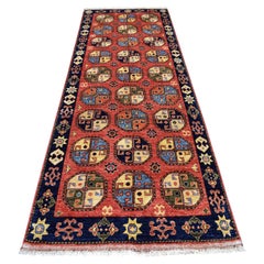 4'x10'2" Red Afghan Turkoman Ersari Wide Runner Tekke Design Hand Knotted Rug