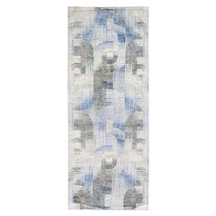 4'x10'2" THE INTERTWINED PASSAGE, handgefertigter breiter Läufer aus Seide mit strukturiertem Wollteppich