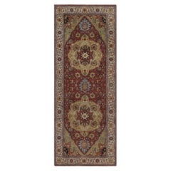 4'x10'3" Red Antiqued Fine Heriz Re-Creation Pure Wool Hand Knotted Runner Rug