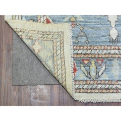 4'x10'4" Gray Hand Knotted Wool Anatolian Village Inspired Runner Oriental Rug