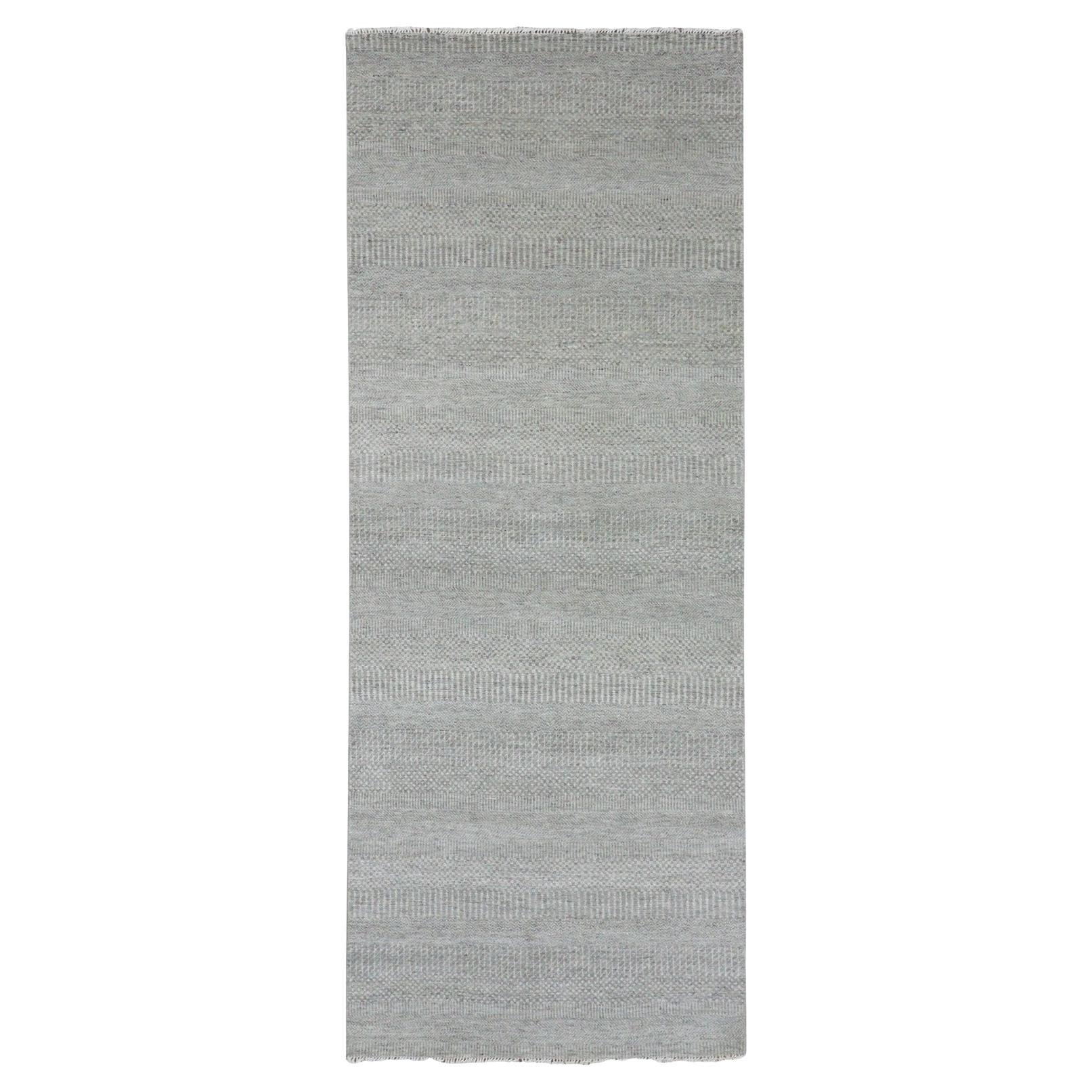 4
x10
6" Spanish Gray Hand Knotted Undyed Wool Grass Wide Runner Oriental Rug