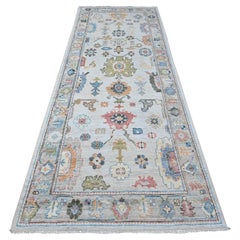 4'x10'8" Beau Blue Afghan Angora Oushak Wide Gallery Runner Oriental Rug