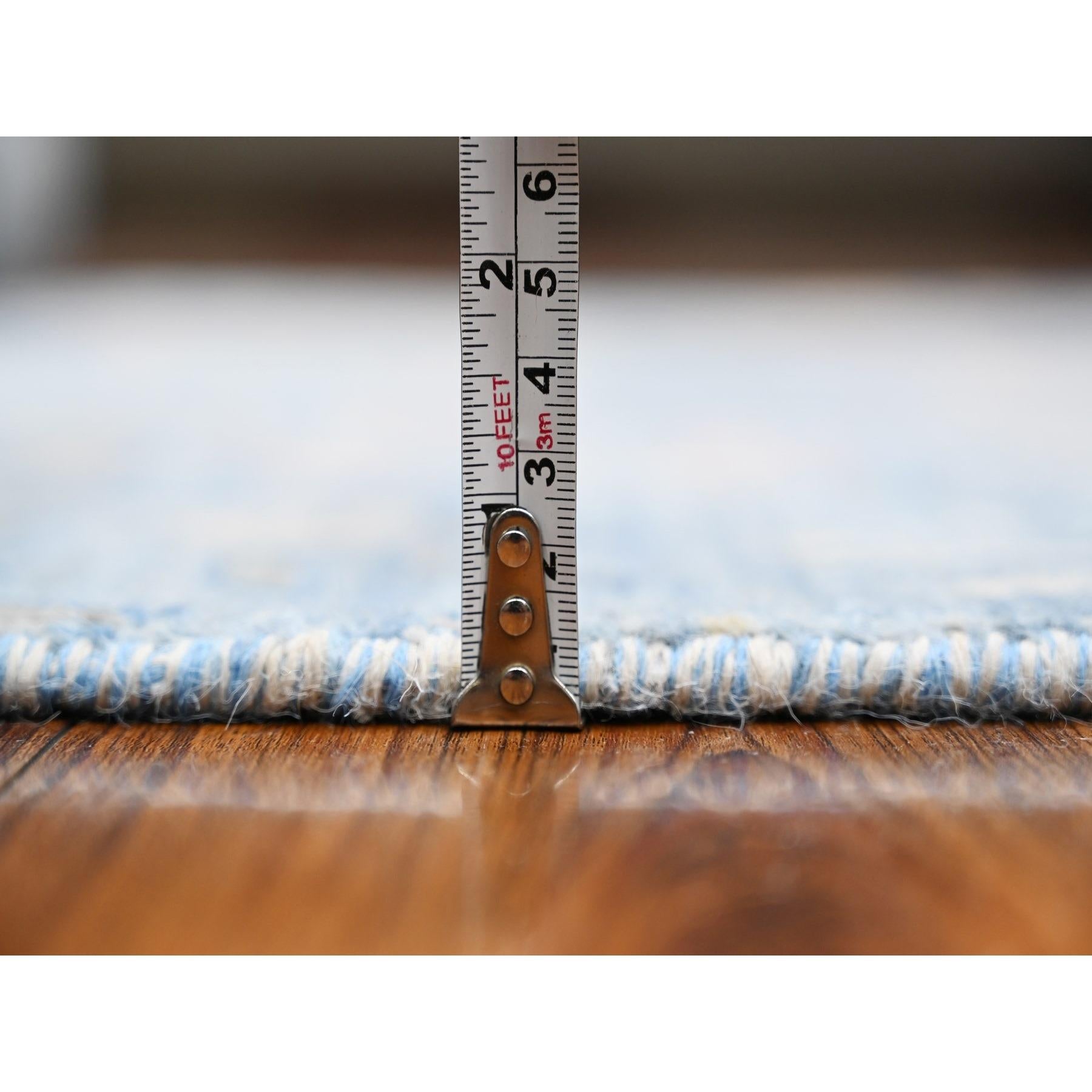 Alfombra Ancha Anudada a Mano de Lana Suave Peshawar Birds Paradise Azul 4'x11'10 Anudado a mano en venta