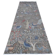 4'x11'10" Storm Gray 100% Wool Hand Knots Rugs Wide Runner Tapis d'Orient