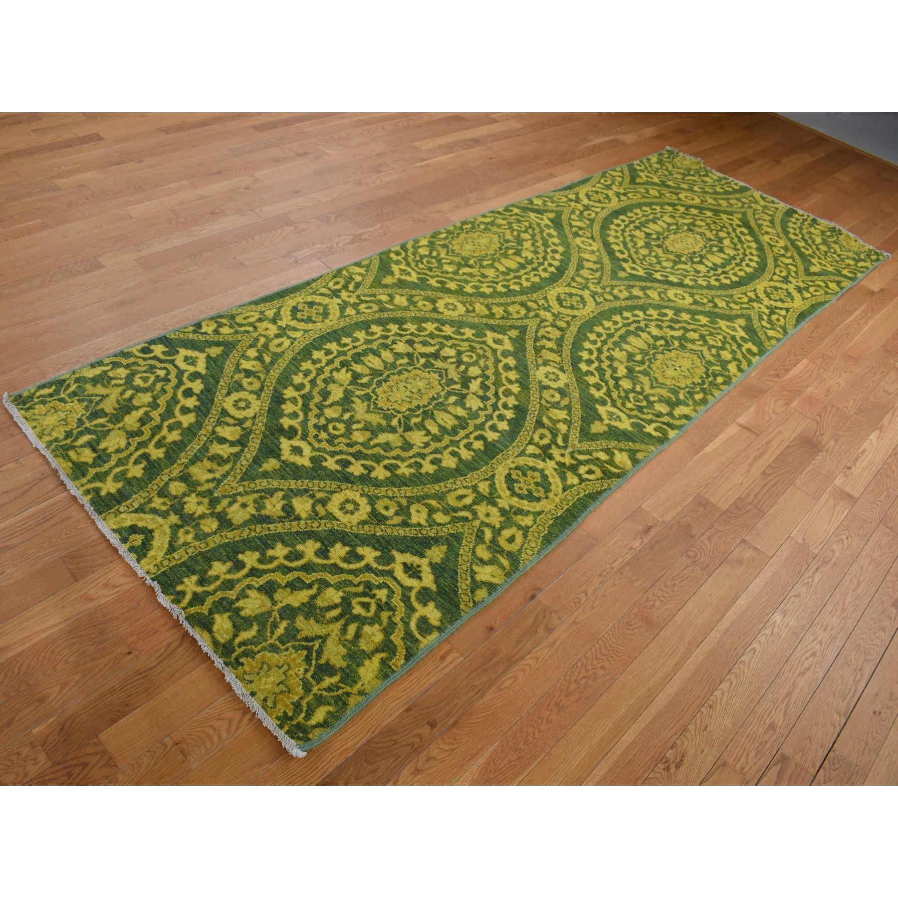 Médiéval Tapis de course en laine nouée à la main 4'x11'8