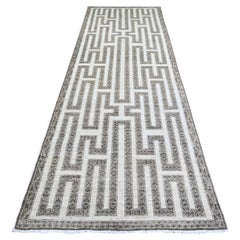 4'x11'8" Marrón topo, Lana suave anudada a mano, Alfombra oriental fina Peshawar