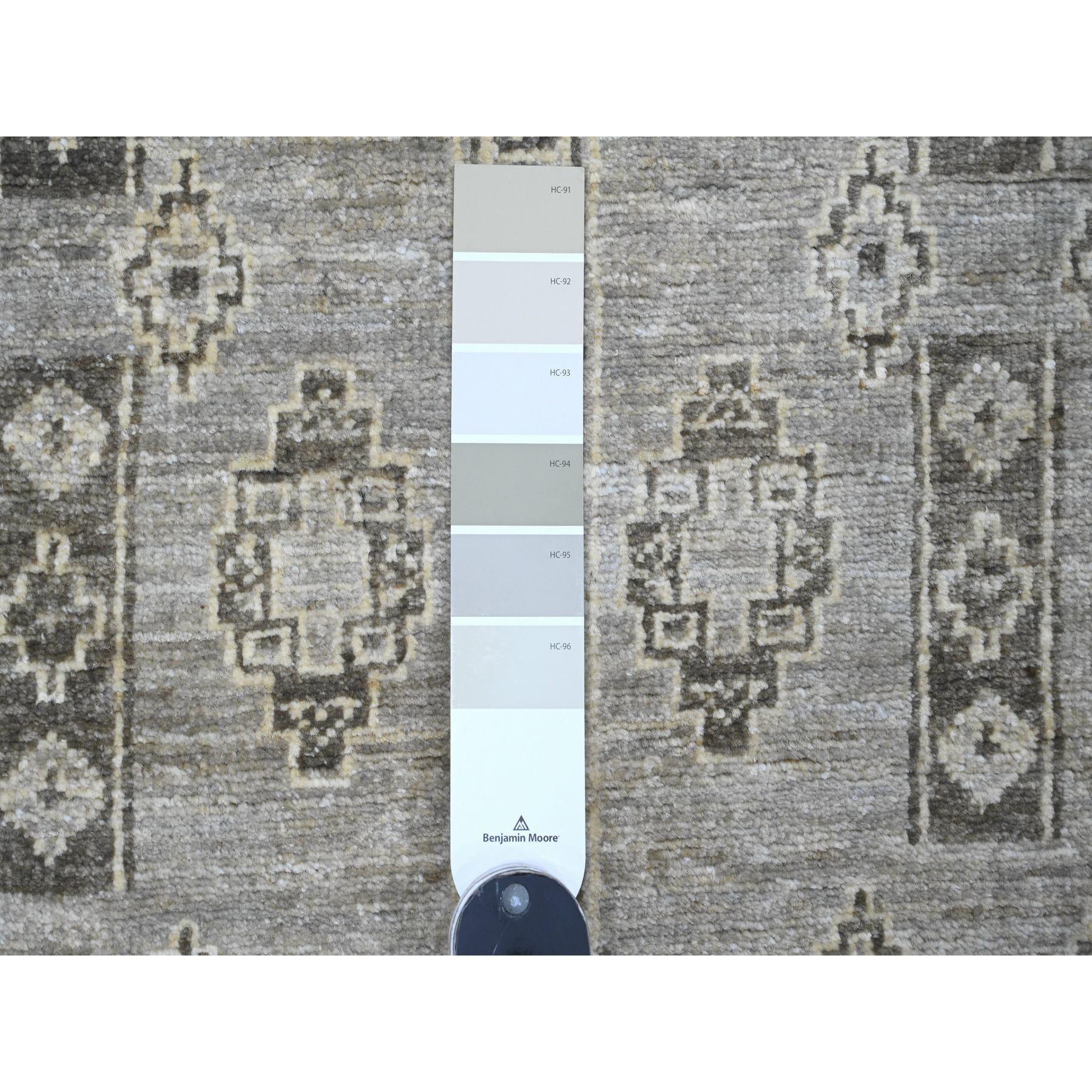 Médiéval Tapis de course en laine nouée à la main 4'x11'9