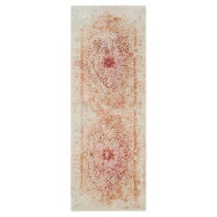 4'x11'9" Tapis de course large en laine et soie, noué à la main, à design persan rose