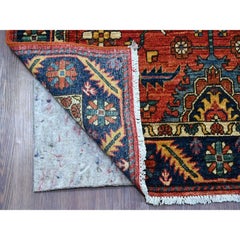 4'x11'9" Red Heriz All Over Design Aryana Grade Hand Knotted Wool Runner Rug