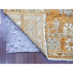 4'x12' Tapis de course en laine marron Afghan Angora Oushak Leaf Design, noué à la main