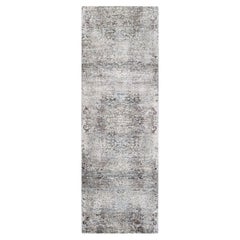 4'x12' Brown Transitional Silk & Textured Wool Hand Knotted Wide Runner Rug