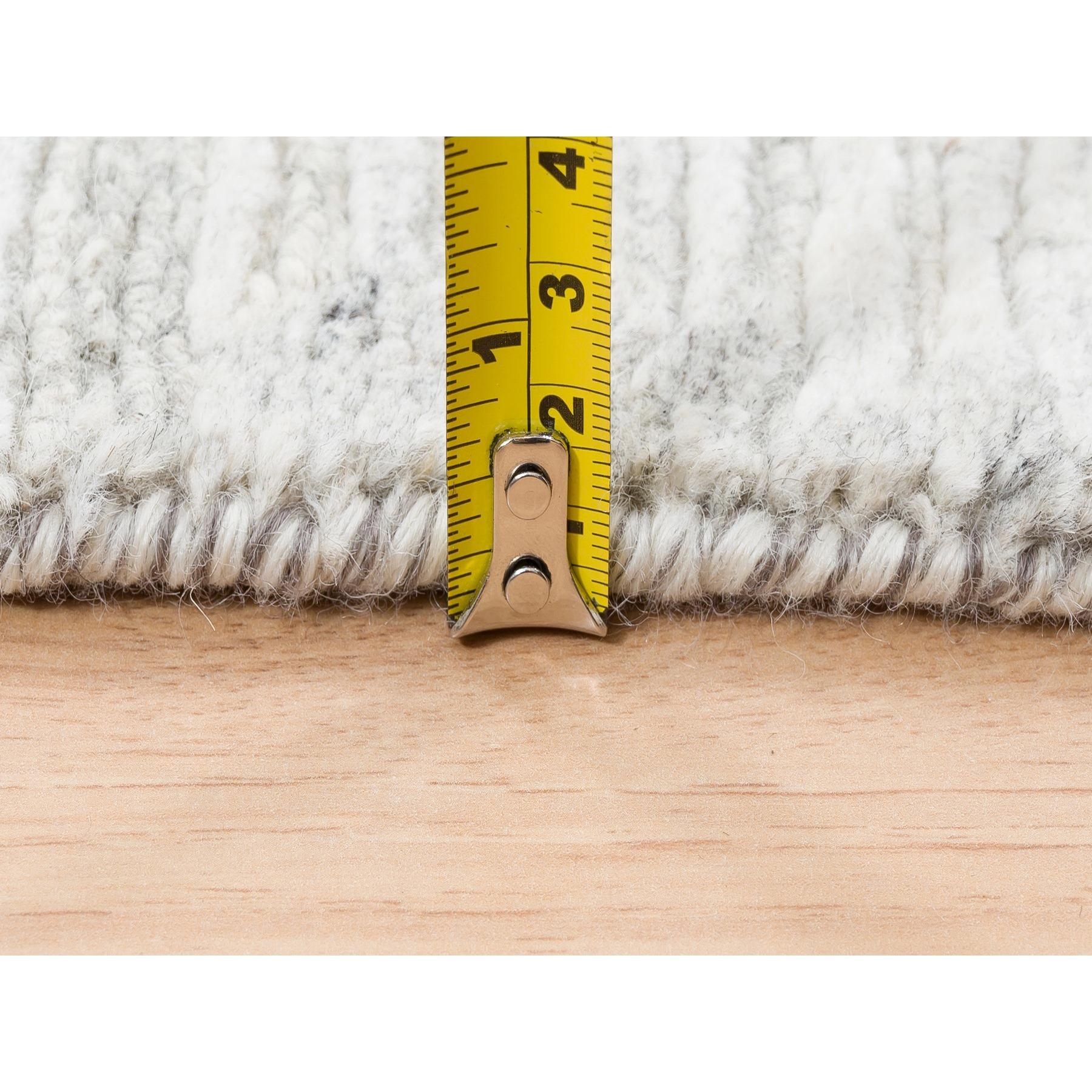 Contemporary 4'x12' Hand Spun Undyed Natural Wool Hand Knotted Ivory-Gray Wide Runner Rug For Sale