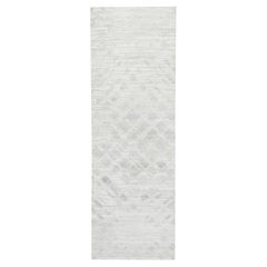4'x12' Hand Spun Undyed Natural Wool Hand Knotted Ivory-Gray Wide Runner Rug