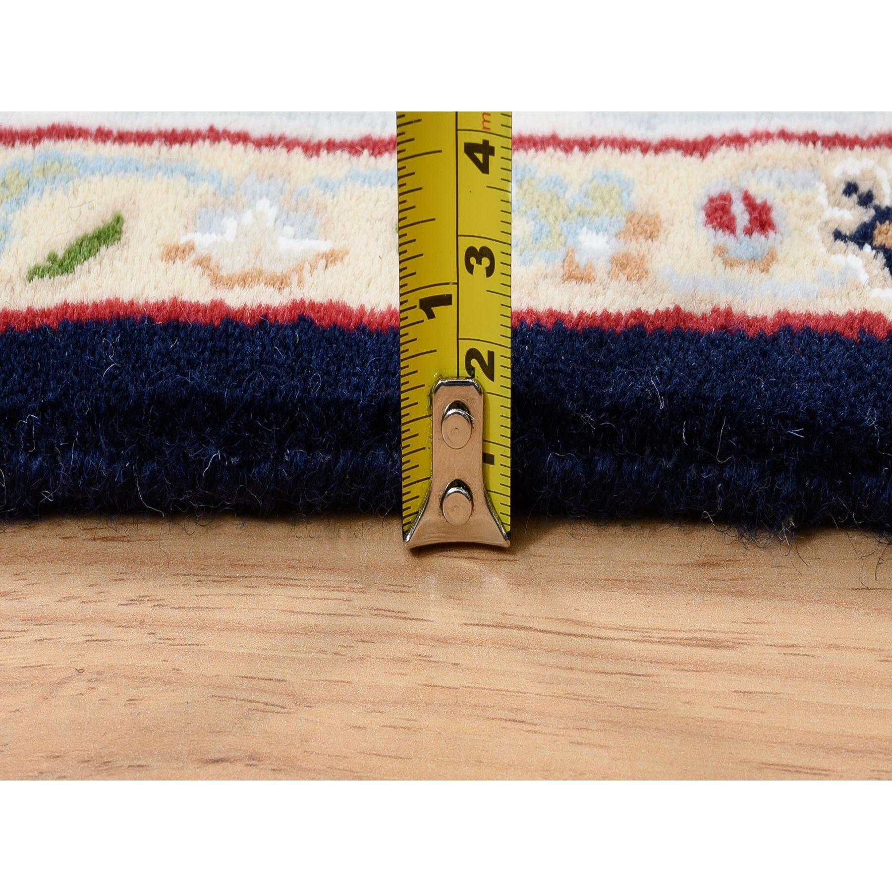 4'x12' Mitternachtsblauer handgeknüpfter Nain 250 KPSI breiter Läufer aus reiner Wolle (21. Jahrhundert und zeitgenössisch) im Angebot