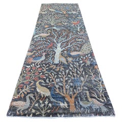 4'x12' Oliver Black Afghan Peshawar Hand Knots Rugs Ampio tappeto da corsa in lana