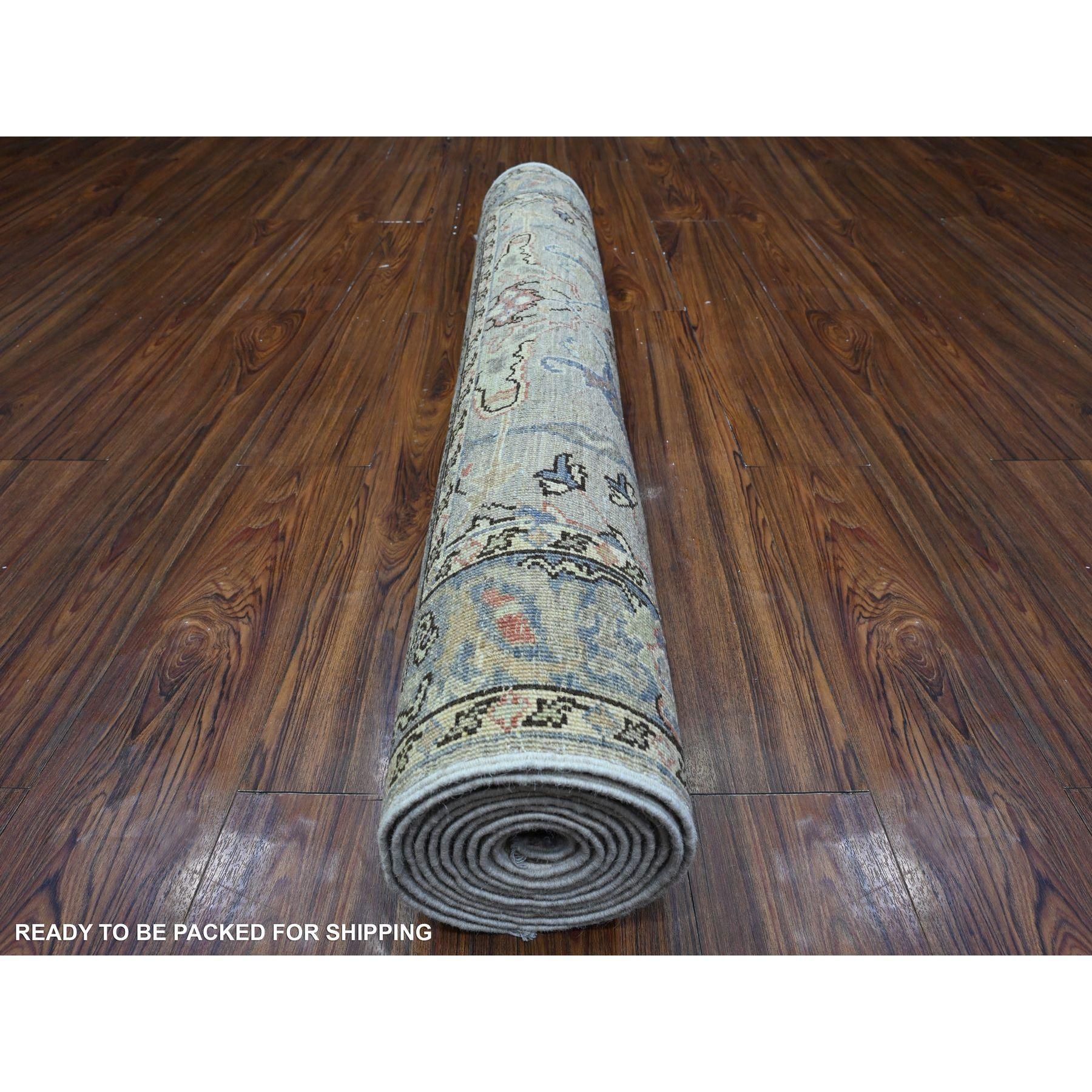 Afghano Tappeto orientale 4'x12' grigio pastello fine Collection'S Wide Runner in vendita