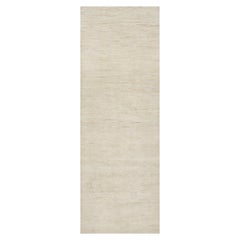 4'x12'1" White Hand Knotted Lori Buft Gabbeh Modern Wool Wide Runner Rug