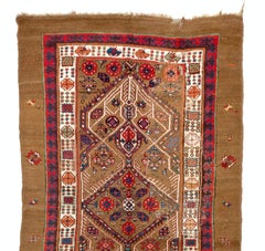 4x12.4 ft Antique Northwest Persian Serab Wool Runner Rug, Camel Wool