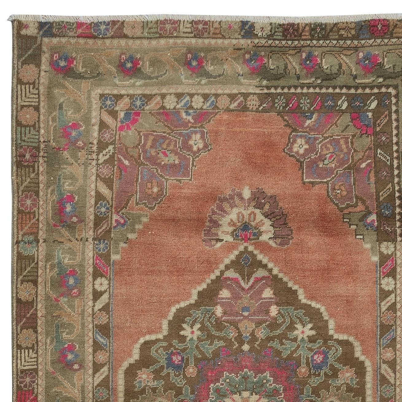 Turkish 4x12.4 Ft Hallway Runner. Kitchen Rug. Corridor Rug. Stair Rug. Entryway Rug For Sale