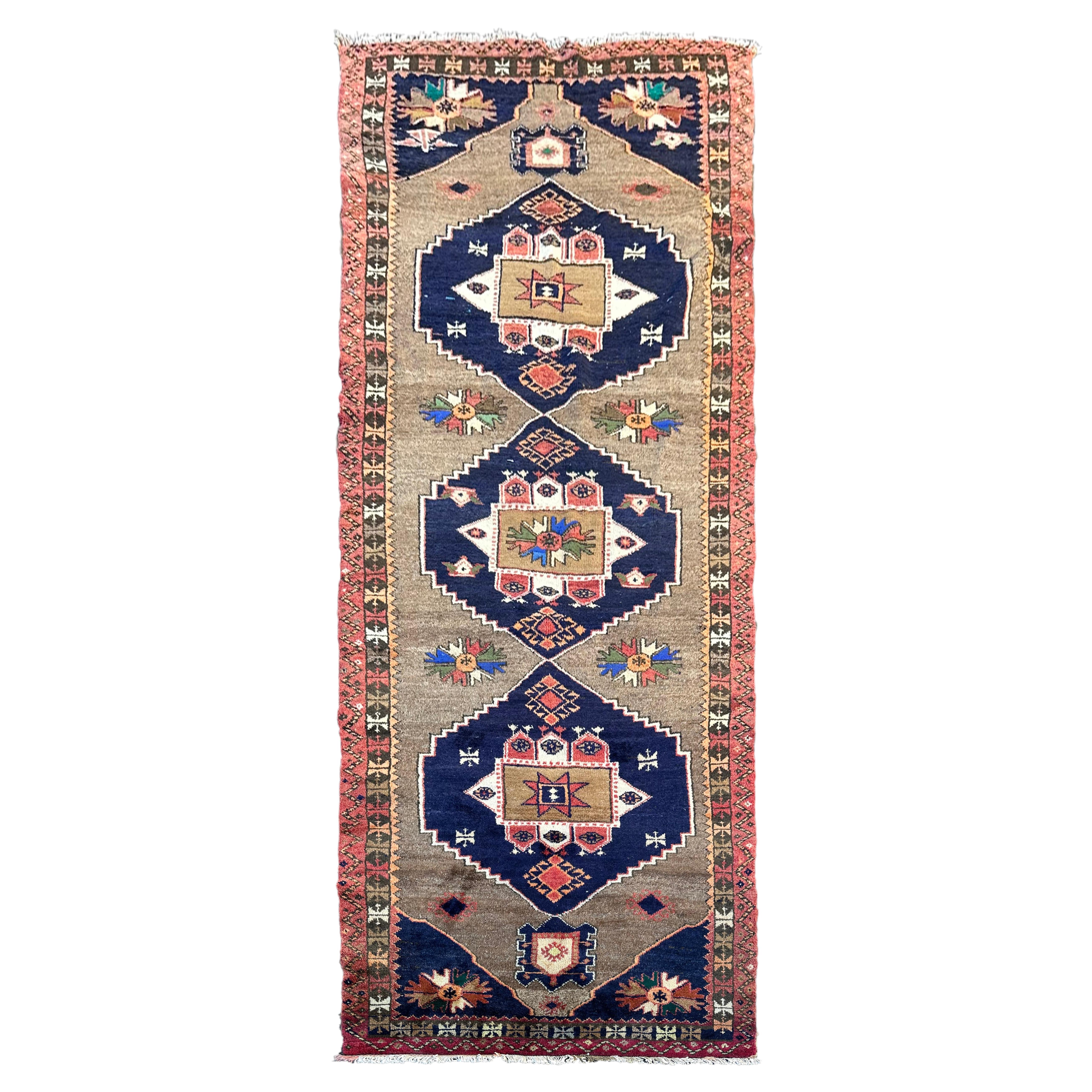 4x13 Antique Turkish Oushak Gray Runner Rug 127x391 cm c.1930 For Sale