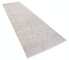 4x13 ft Floral Hallway Runner. Beige Kitchen Runner Rug. Turkish Corridor Rug