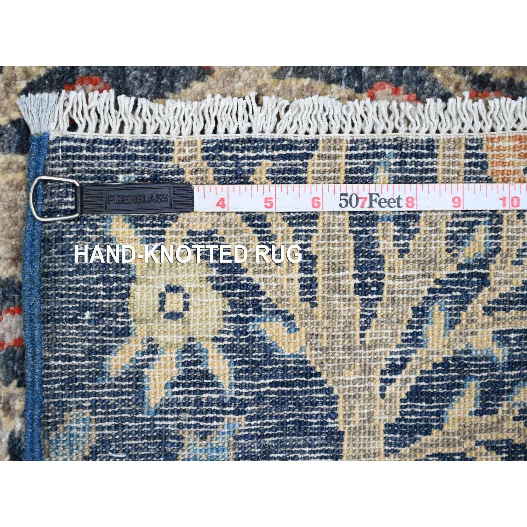 Tappeto Runner blu Peshawar Birds of Paradise Design, interamente in lana, 4'x15'8