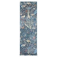 4'x15'8" Tapis de course en laine bleue nouée à la main Peshawar Birds of Paradise Design Rugs