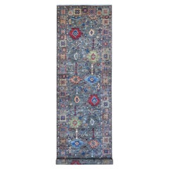 4'x16'1" Grigio Aryana Mahal Design Annodato a Mano Ampio Runner Tappeto Orientale