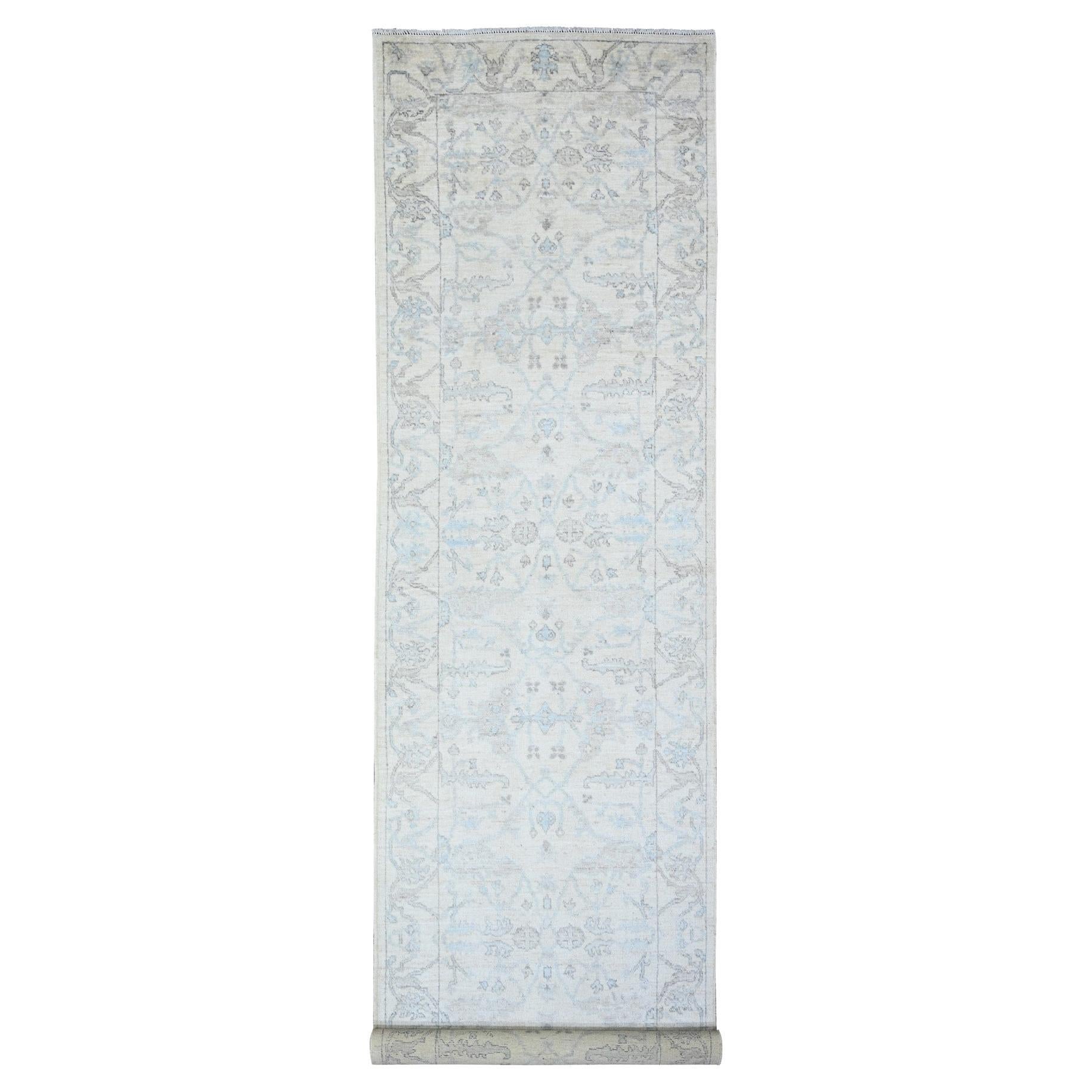 4
x16
1" Lily White Hand geknüpft verblasst Angora Oushak Breite Läufer Orientteppich im Angebot