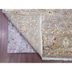 4'x19'3" Stone Gray Peshawar Bijar Garus Design Hand Knotted Wool Runner Rug