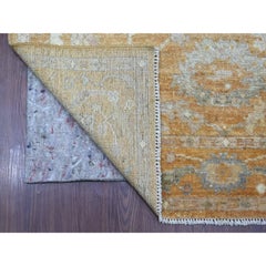 4'x19'8" Brown Hand Knotted Wool Afghan Angora Oushak Runner Oriental Rug