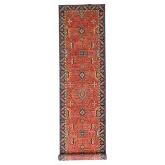 4
x22
7" Red Heriz All Over Design Hand Knotted High Mountain Wool Runner Rug