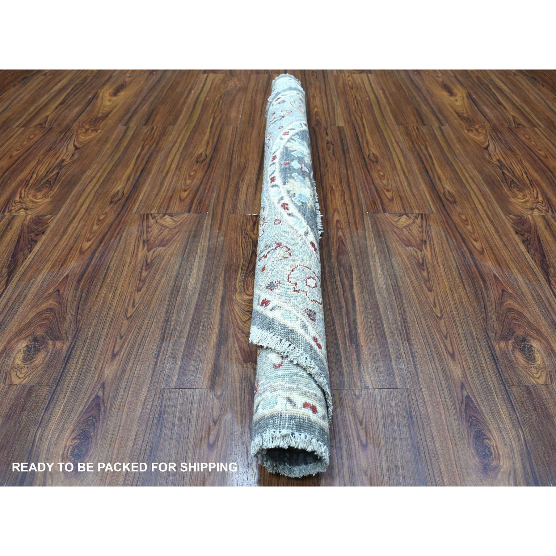 4'x4' Dunkelgrau Peshawar Mit Heriz Design Glänzend Holz Rund Handgeknüpft Teppich (Afghanisch) im Angebot