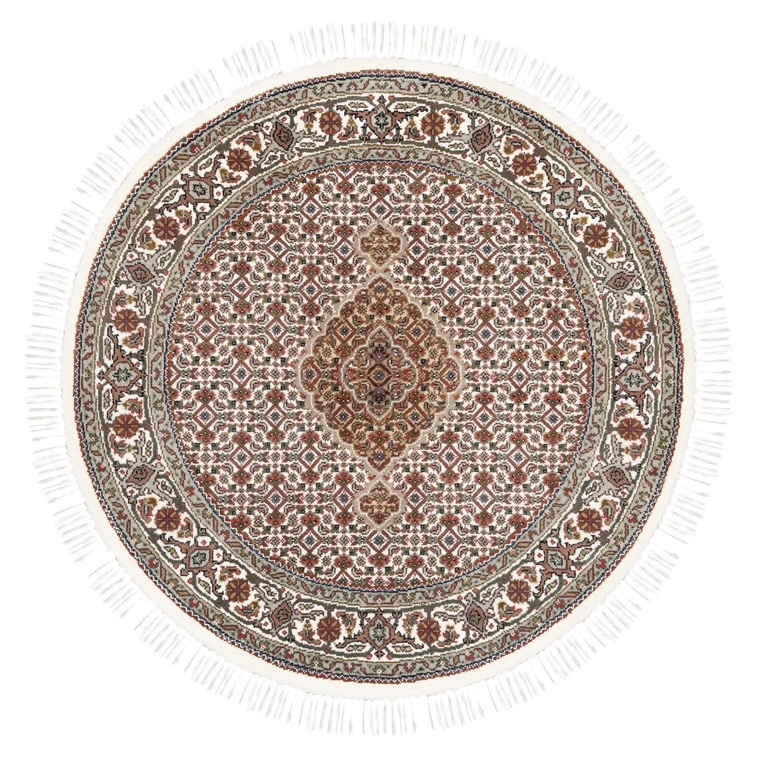 4
x4
Hand Knotted Ivory Wool Fish Medallion Design Tabriz Mahi Rug
