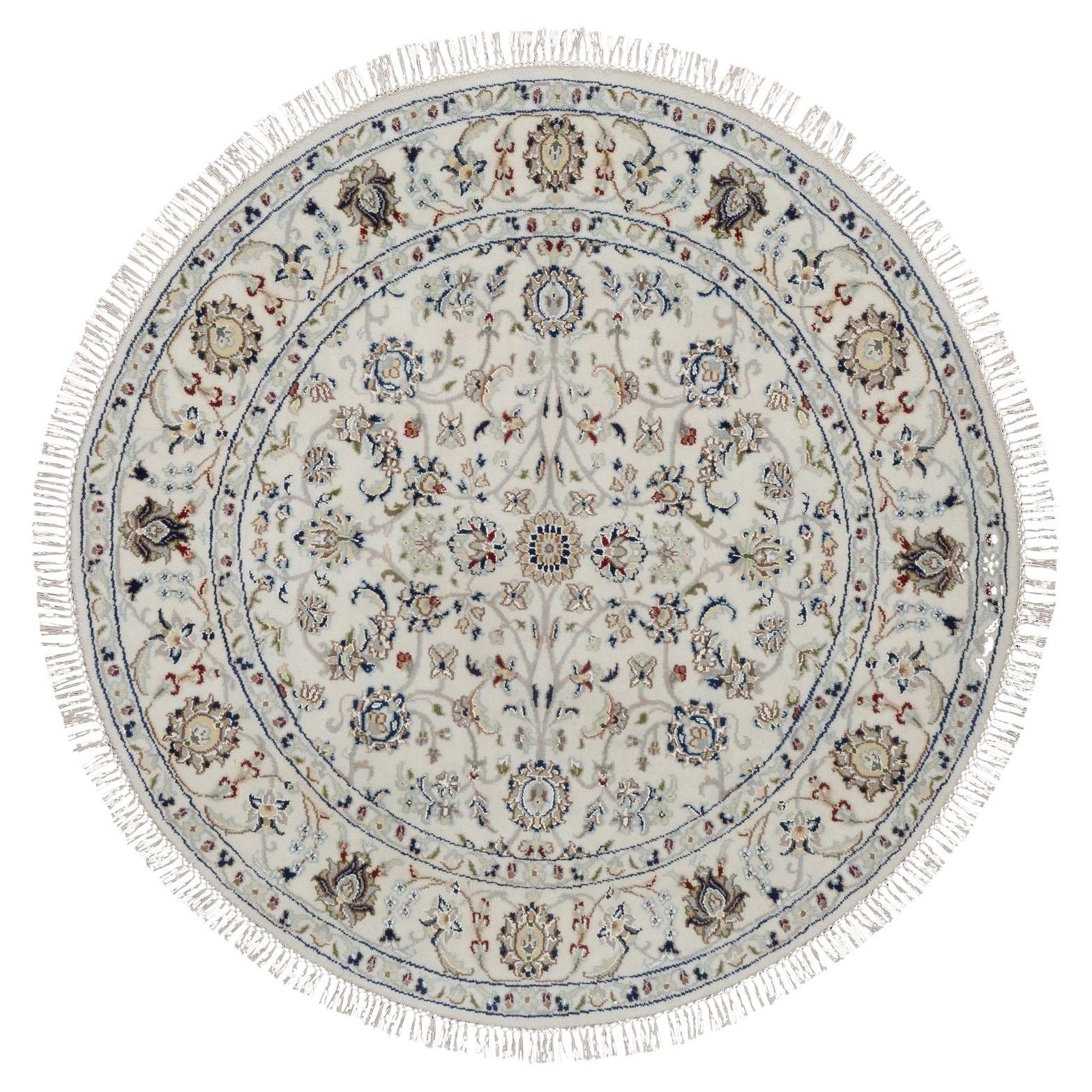 4
x4
Elfenbein Nain All Over Design Wolle
Seide Hand geknüpft Runde Orientteppich