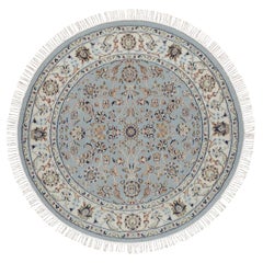 4
x4
 Hellblau Wolle 
Seide Nain Weicher Flor Handgeknüpft Rund Orientteppich