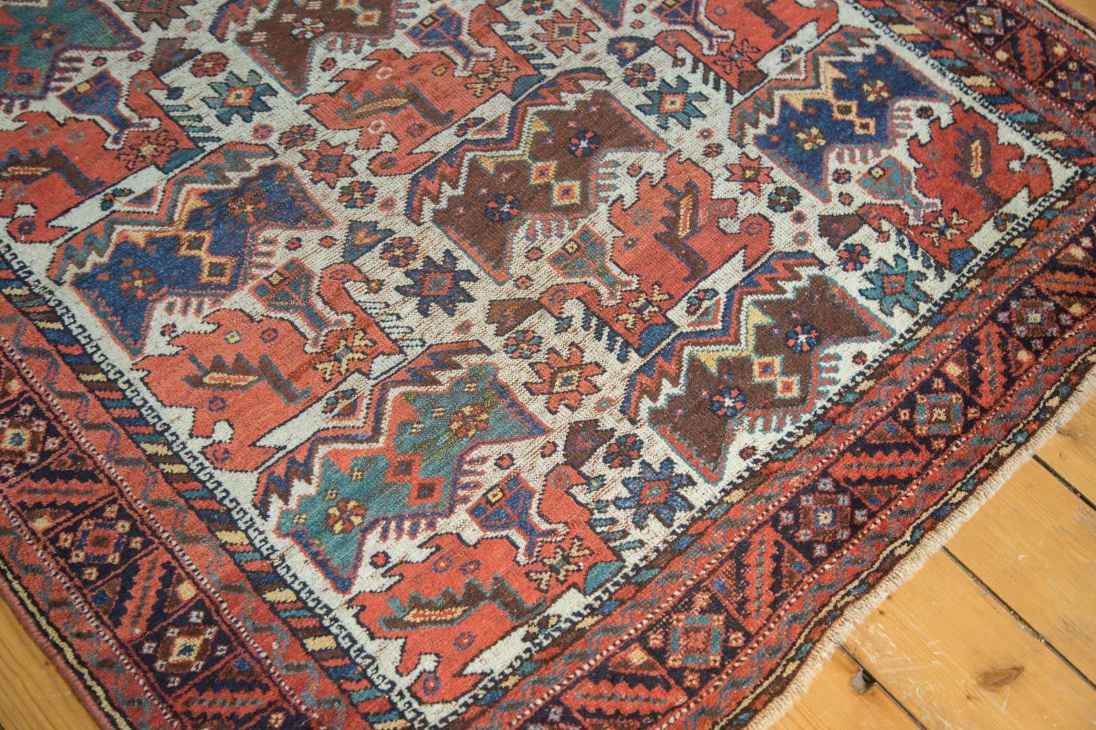 Hand-Knotted Antique Afshar Square Rug For Sale