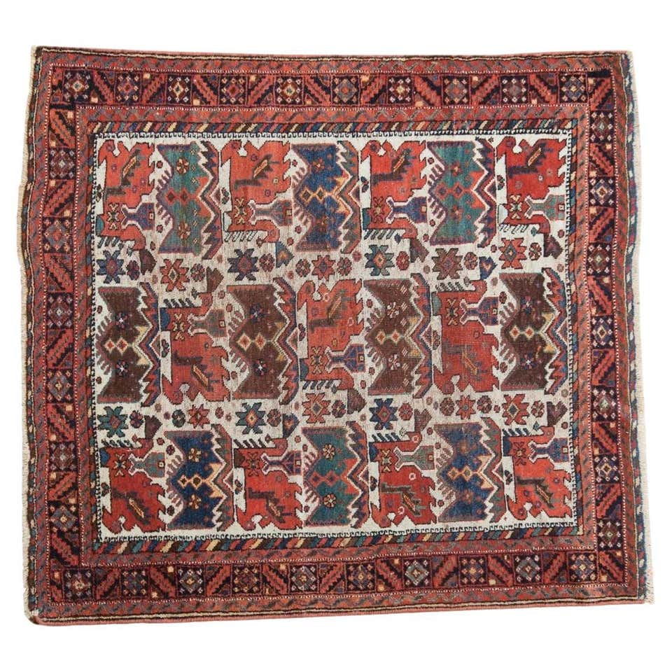 Square Tribal Afshar Rug, circa 1910s For Sale at 1stDibs