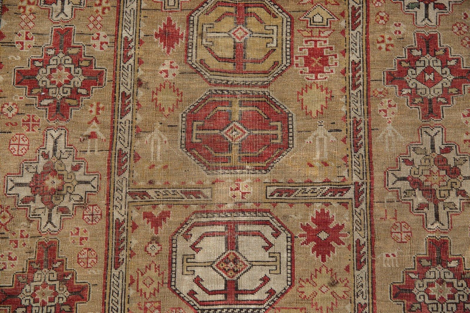 Hand-Knotted Antique Caucasian Square Rug For Sale