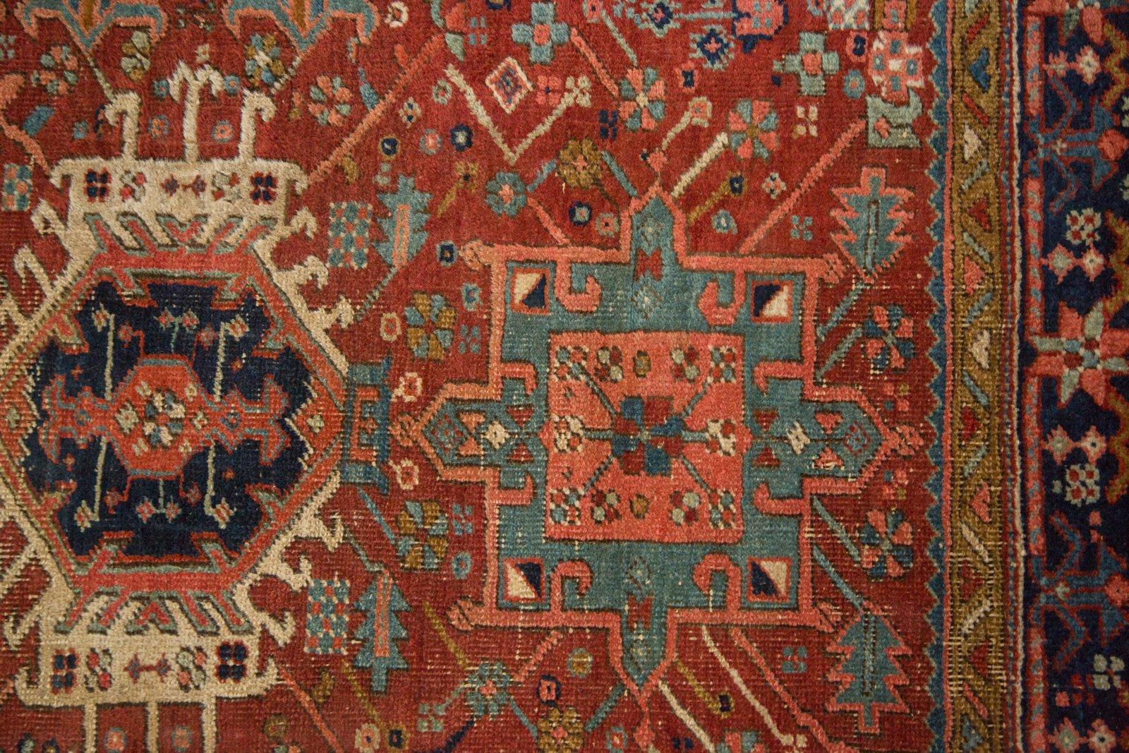 Persian Antique Fine Karaja Square Rug For Sale